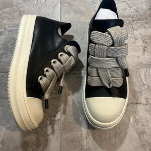 Black and White Sneakers with Gray Laces